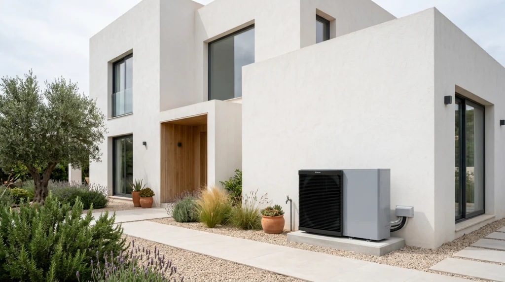 Aerotermia Daikin instalada en un chalet en Alicante